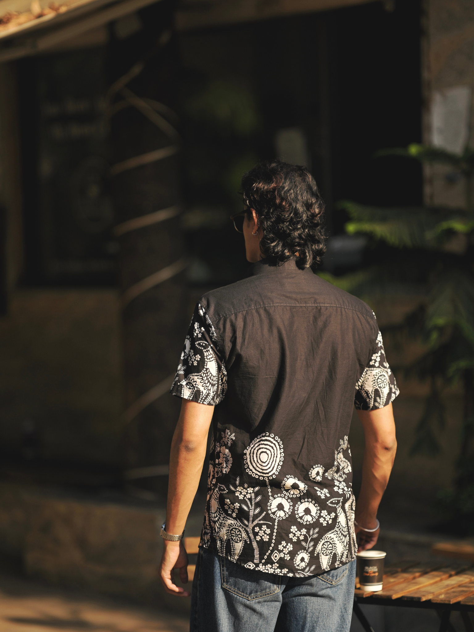 Black placement Half Sleeves Shirt