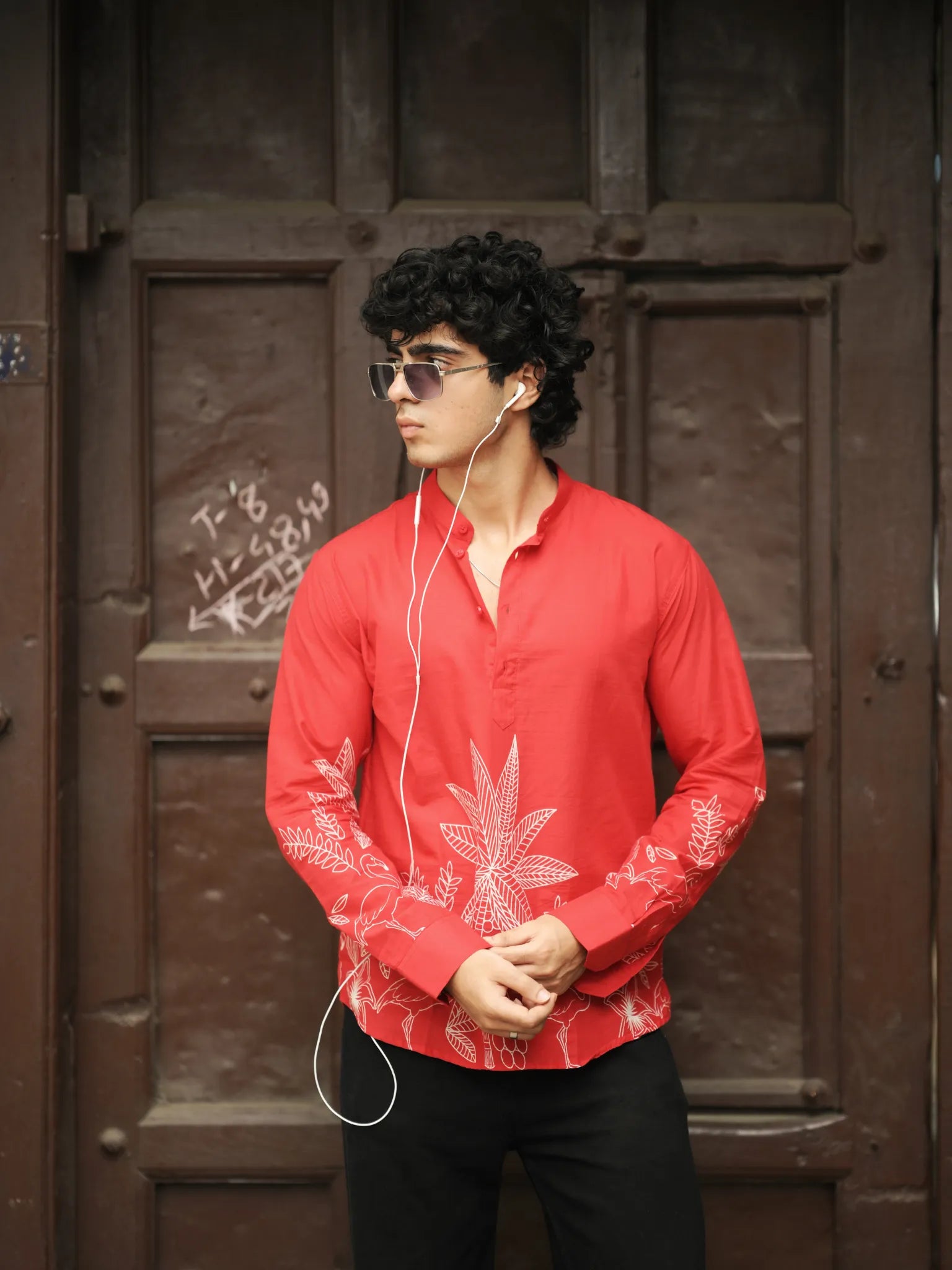Carmine Placement Short Kurta