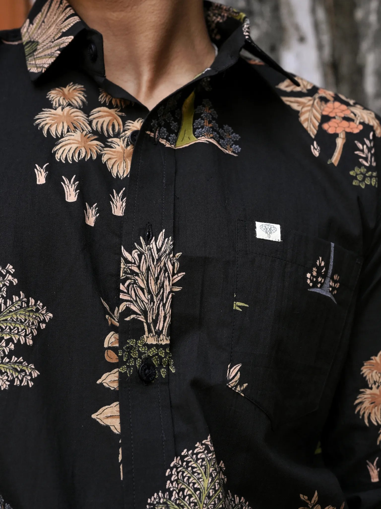 Noir Botanical Full Sleeves Shirt
