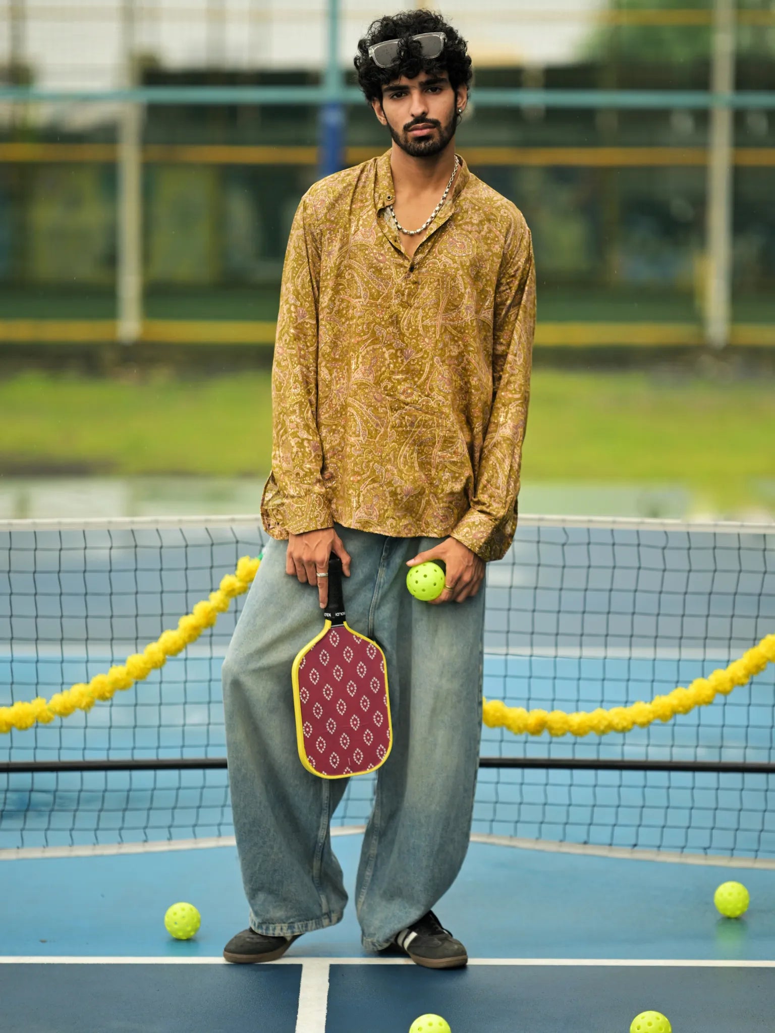 HUESFAB Mustard Paisley Short Kurta