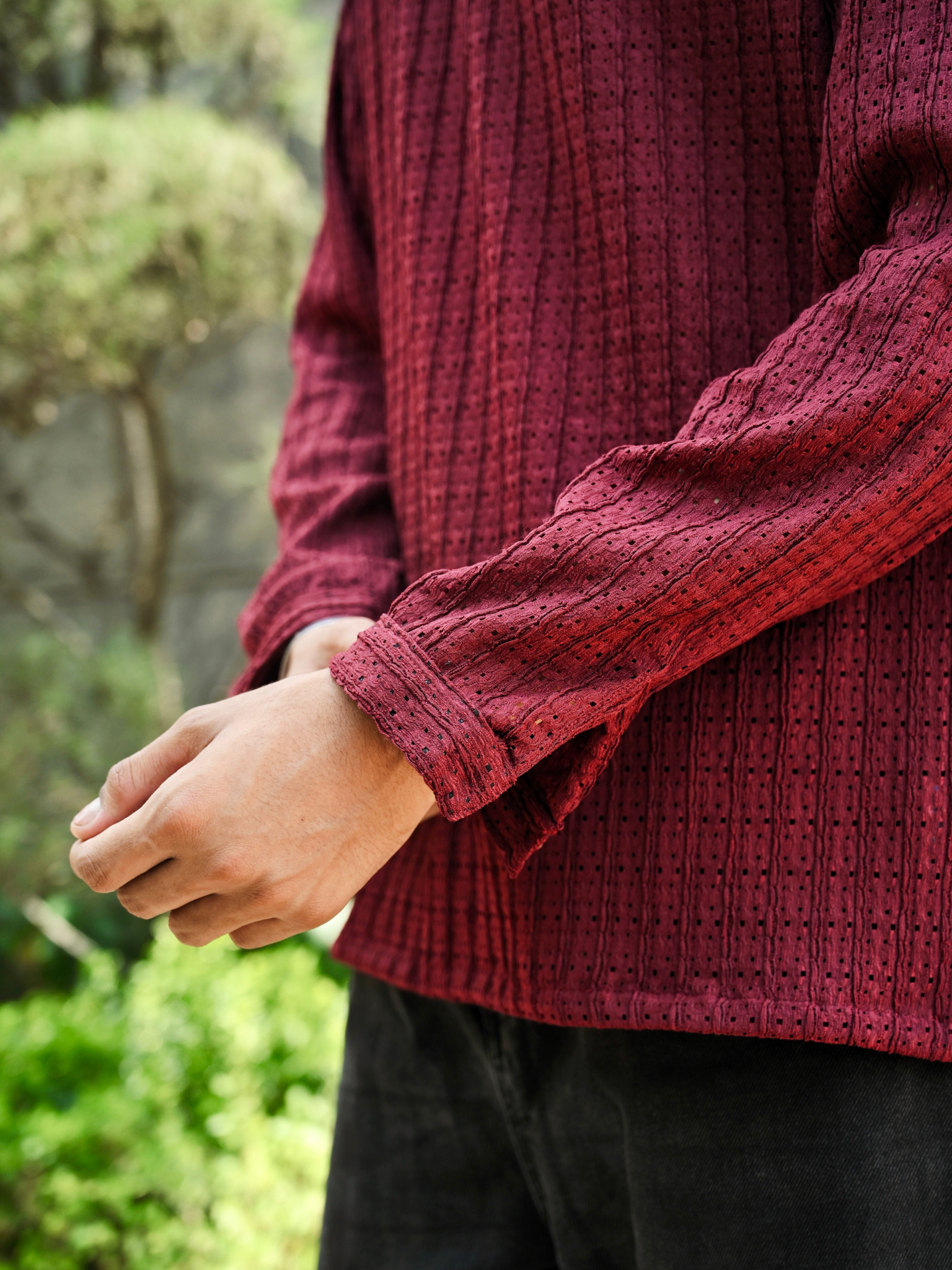 Maroon Knit Pullover Shirt