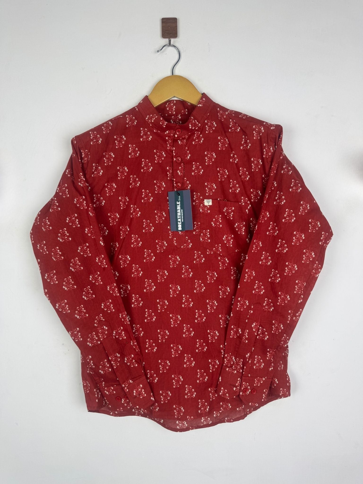 Aura Red Floral Short Kurta