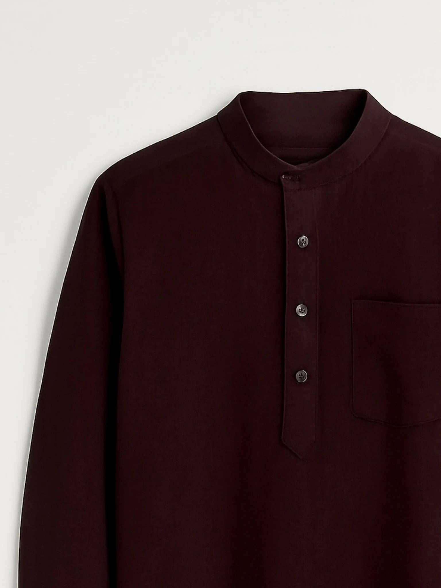 Deep Maroon Linen Blend textured Short Kurta