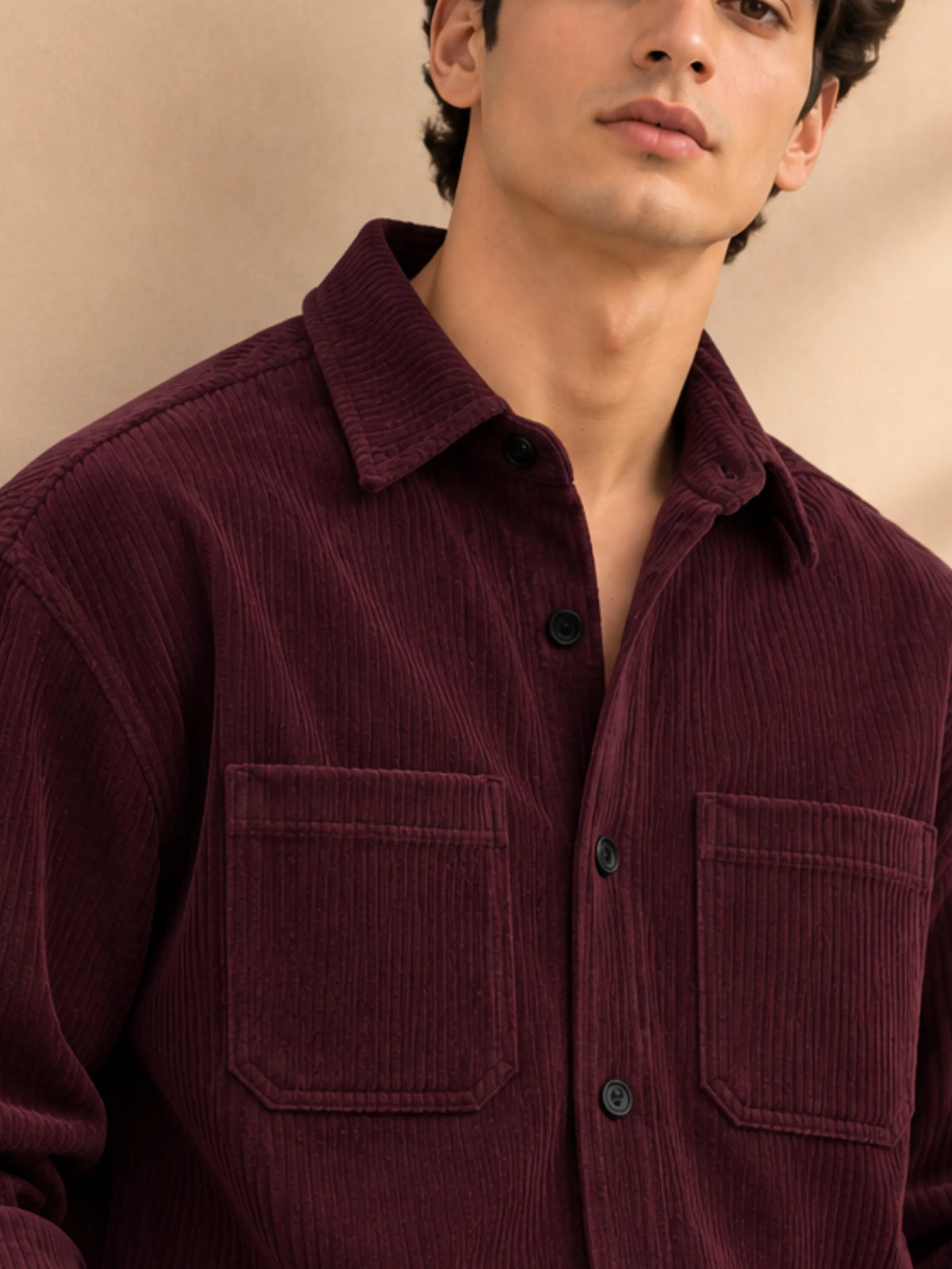 Wine Premium Corduroy Oversized Shirt