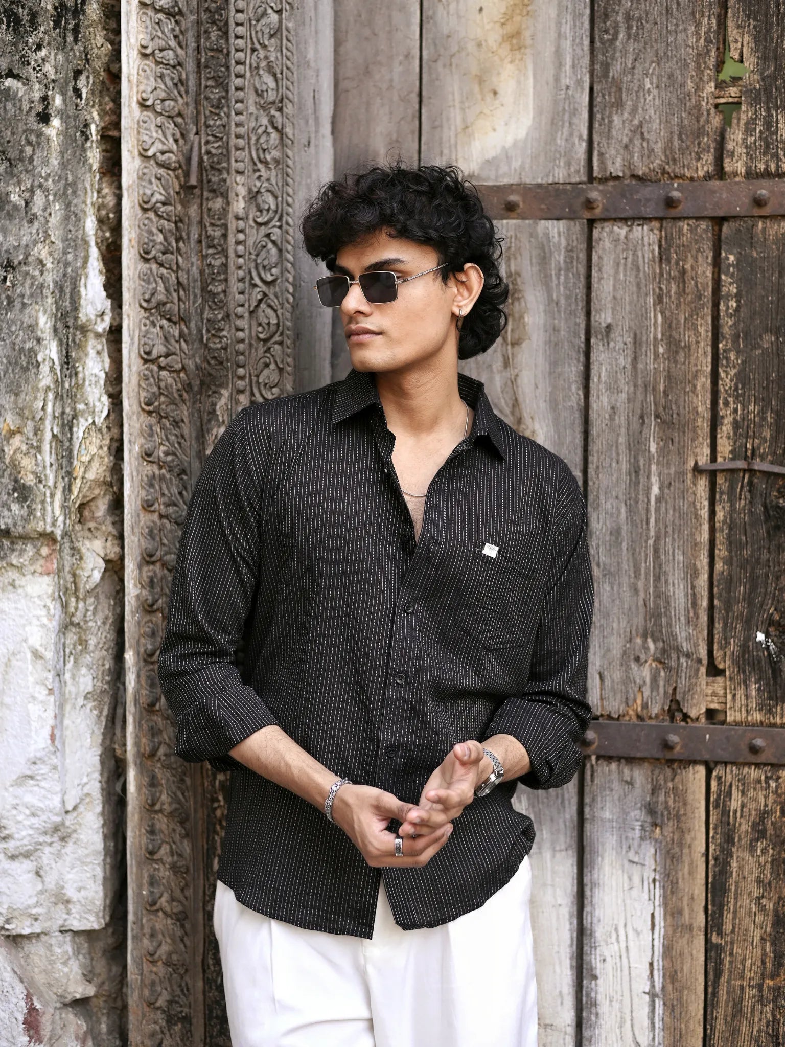 Black Kantha Full Sleeves Shirt