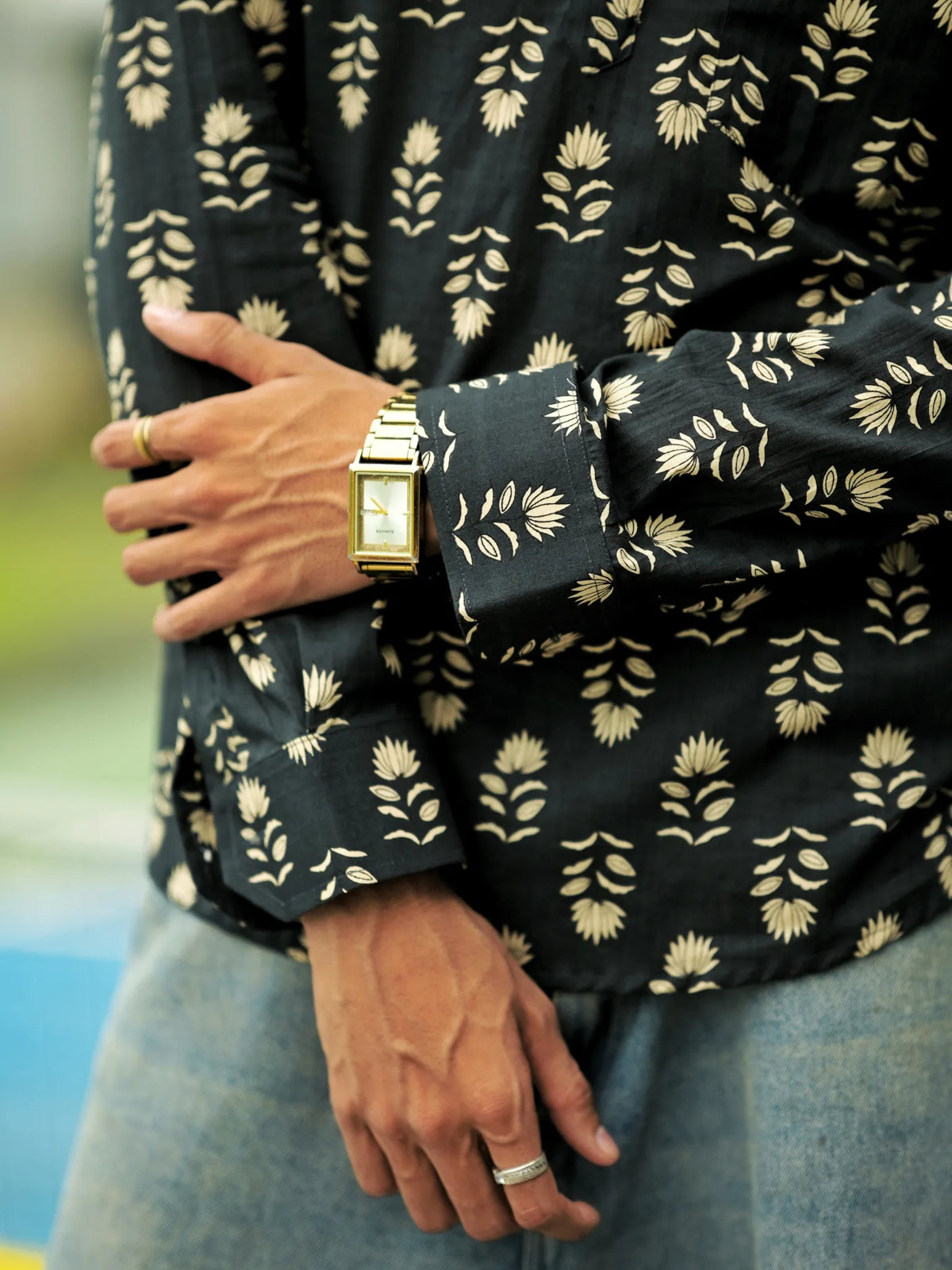 Grey Motifs Printed Short Kurta