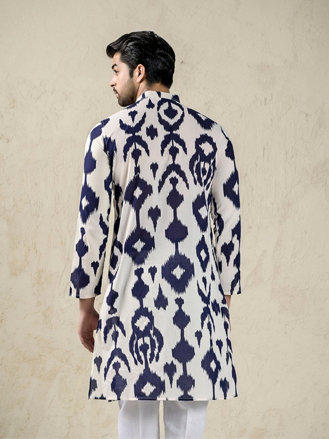 Navy Ikat Printed Kurta and pyjama set