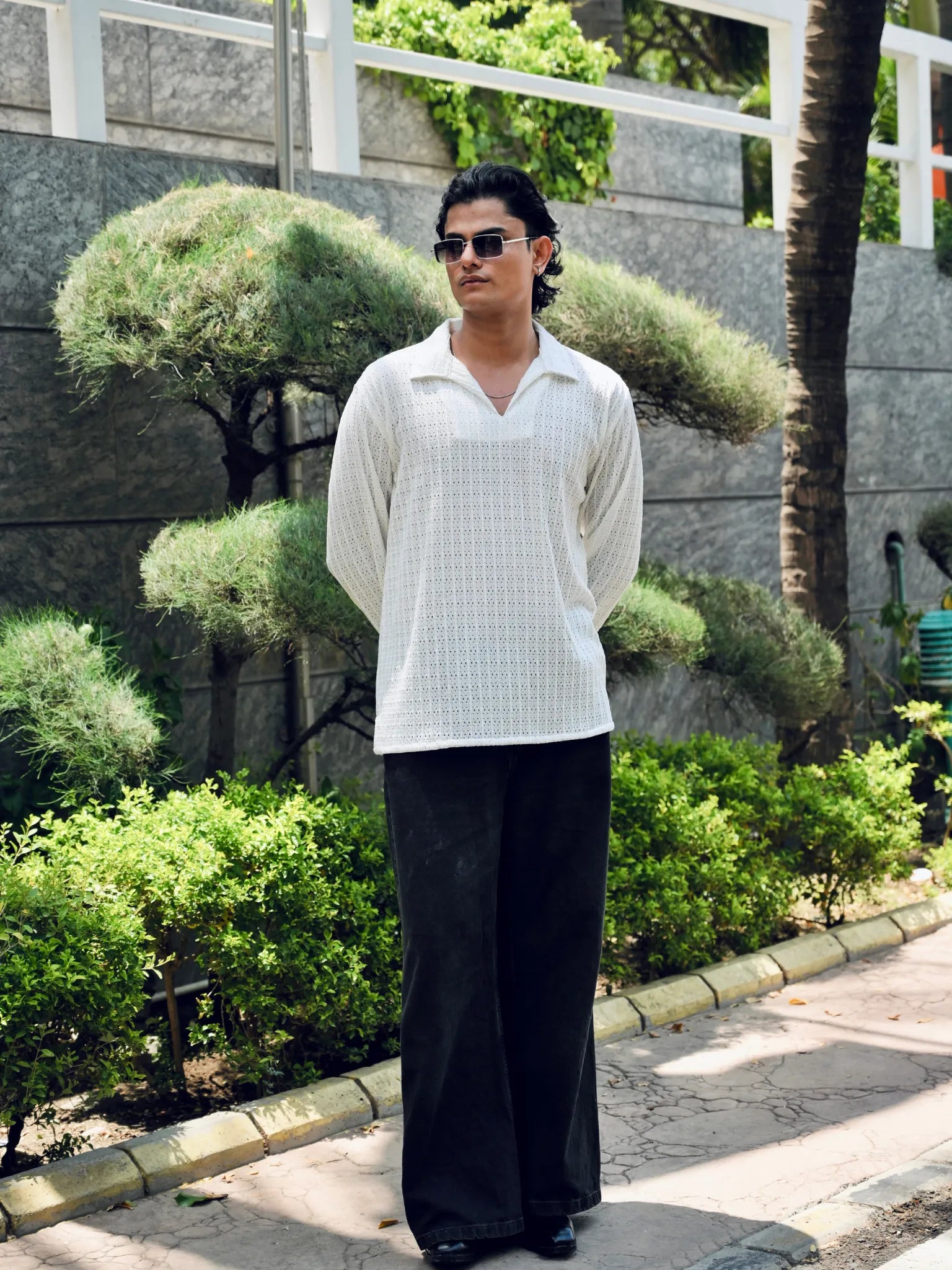 White Knit Pullover Shirt