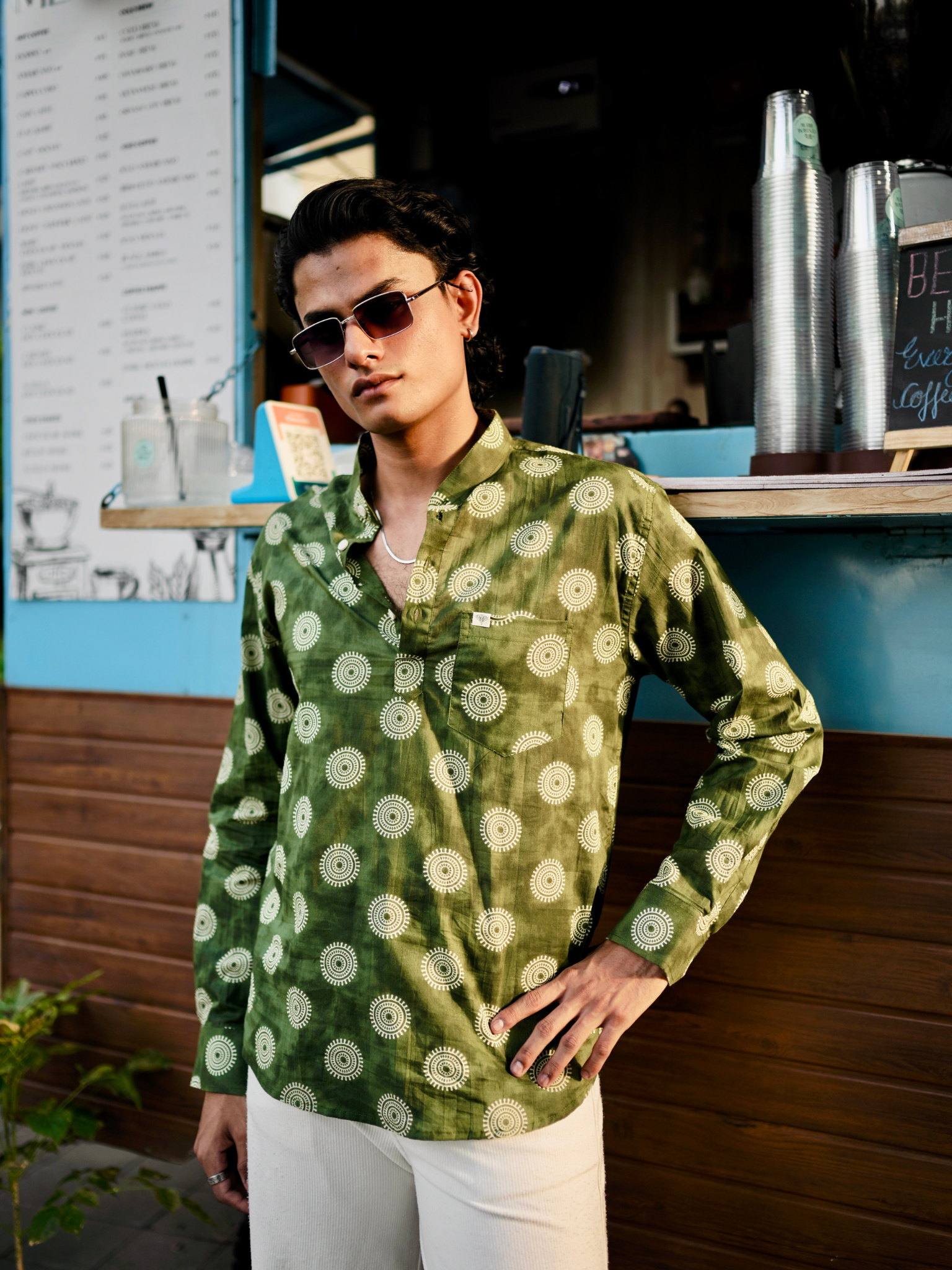 Olive Orbit Short Kurta