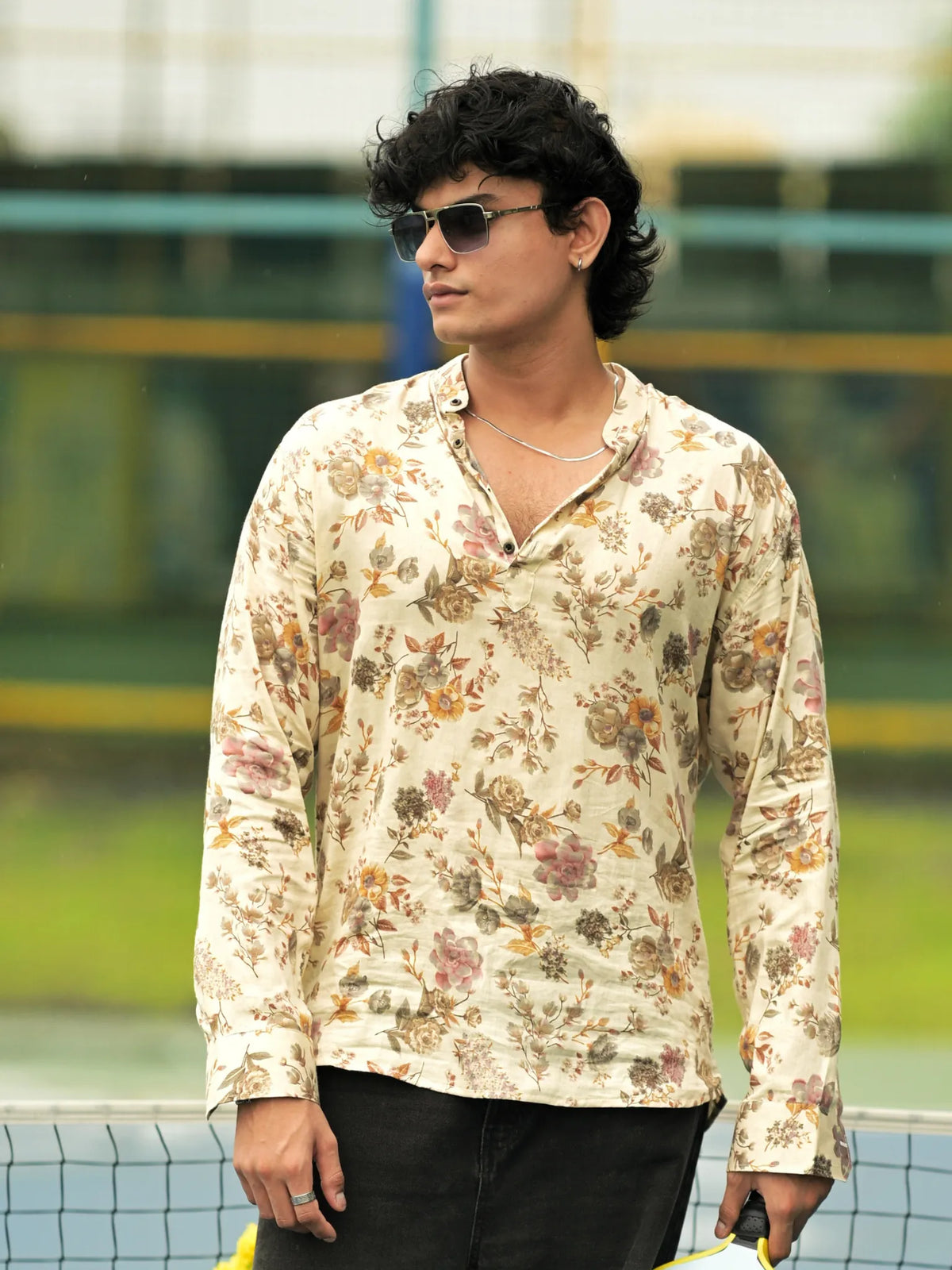 HUESFAB Ivory Bloom short kurta