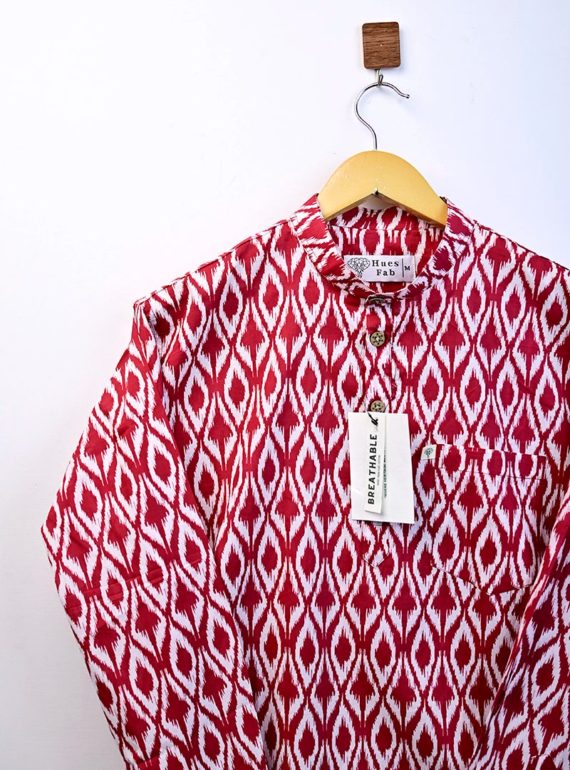 Maroon abstract short kurta