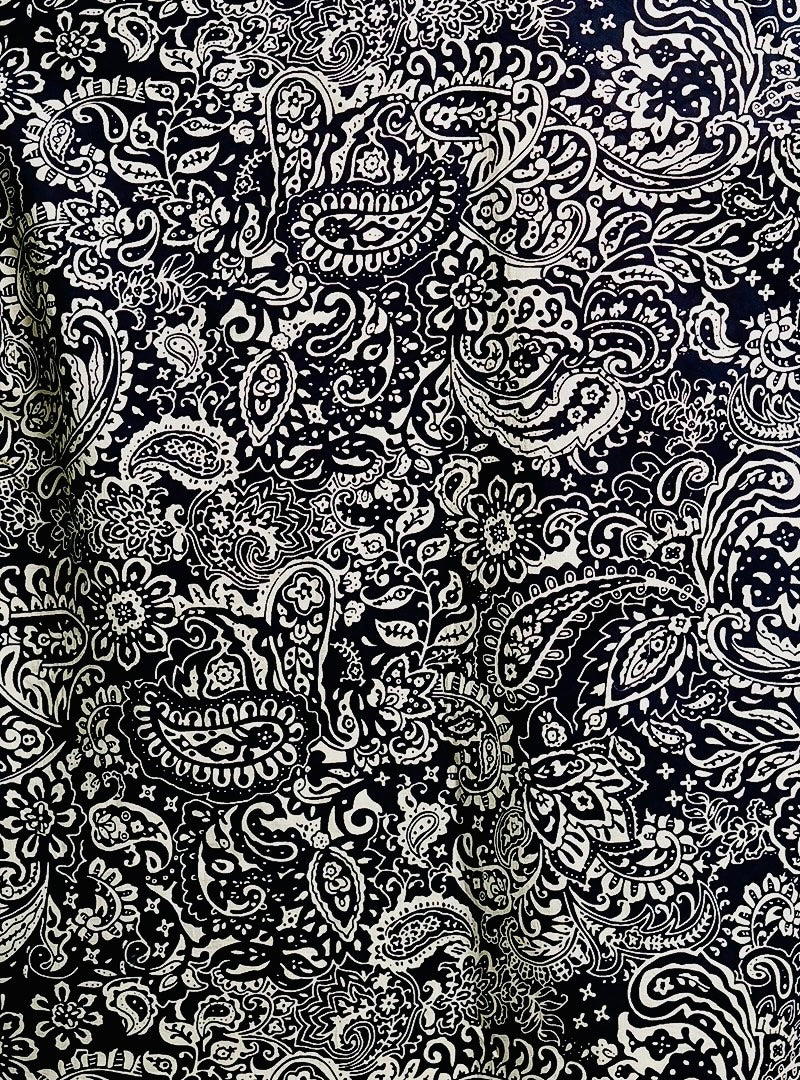 black-cream paisley half-sleeves shirt