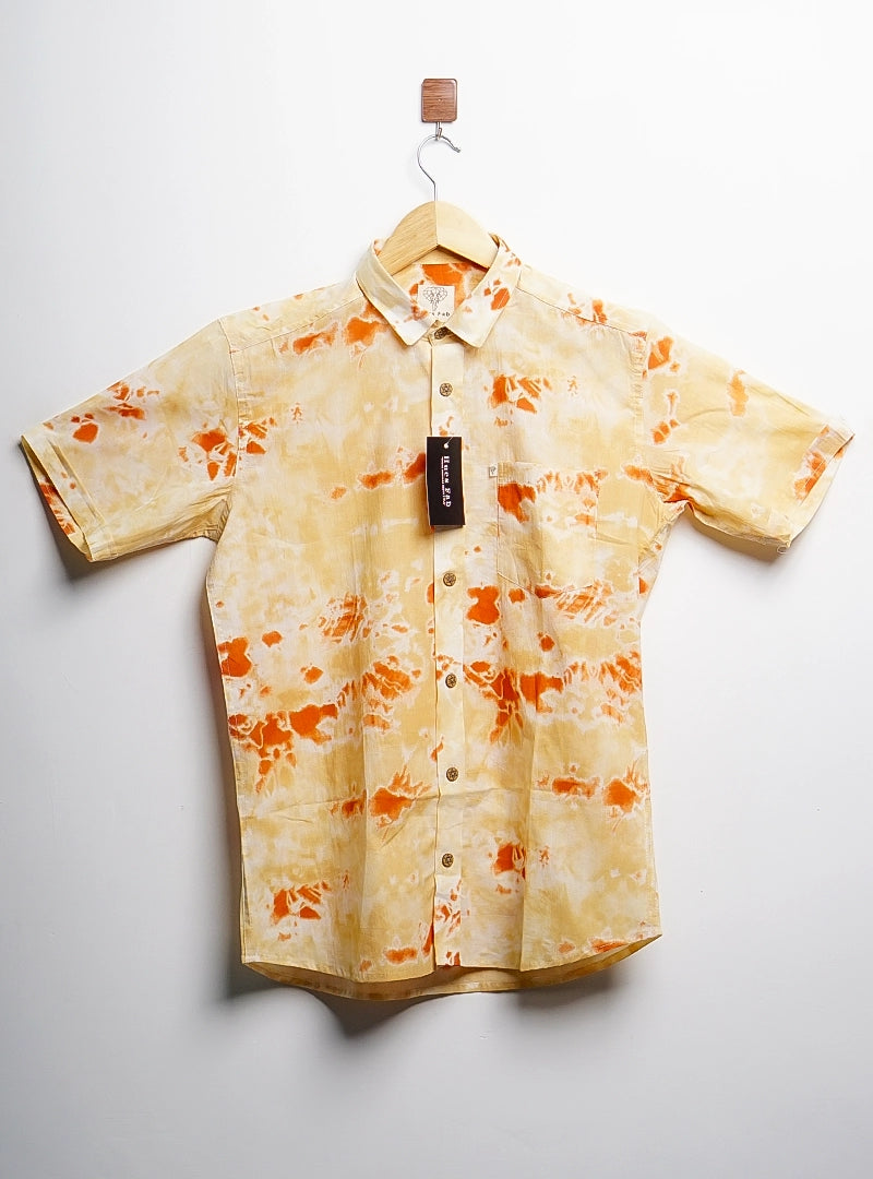 orange tie dye half-sleeves shirt