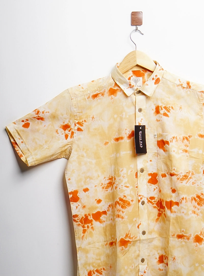 orange tie dye half-sleeves shirt
