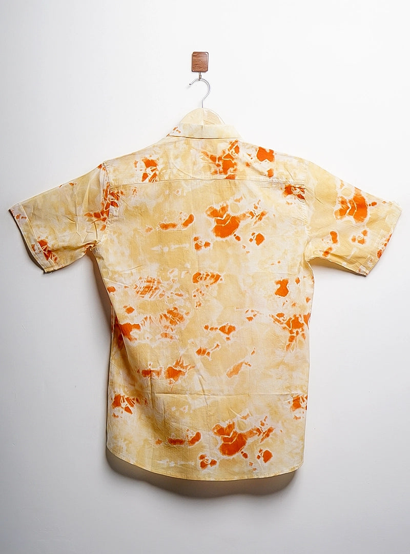 orange tie dye half-sleeves shirt
