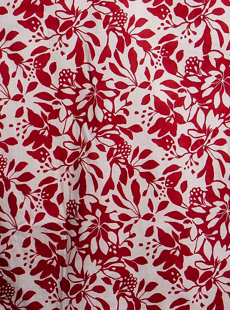 red white floral half-sleeves shirt