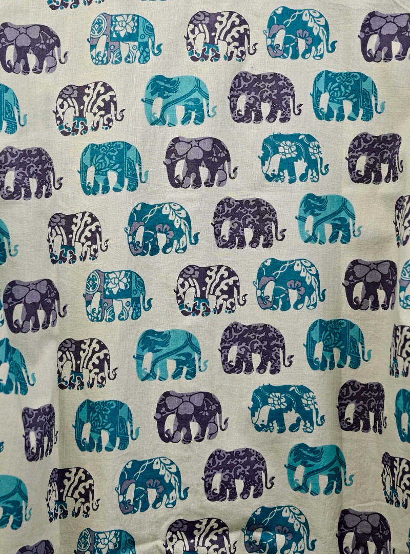 Cream Blue Multicolor Elephant Full Sleeves Shirt