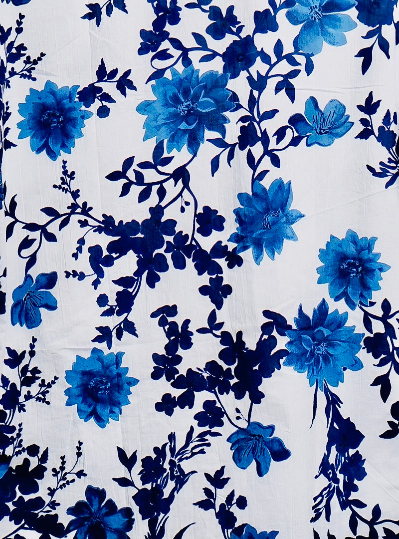 white blue flowers full-sleeves shirt
