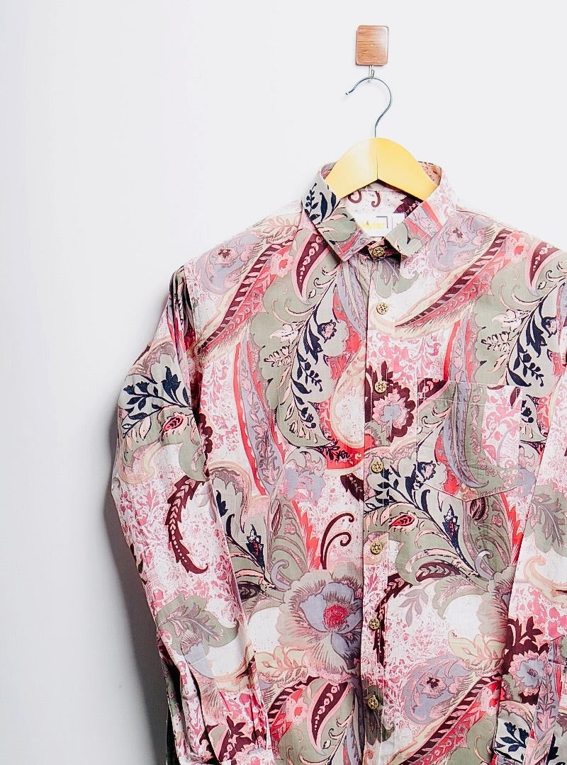 Off White/Red paisley full-sleeves shirt