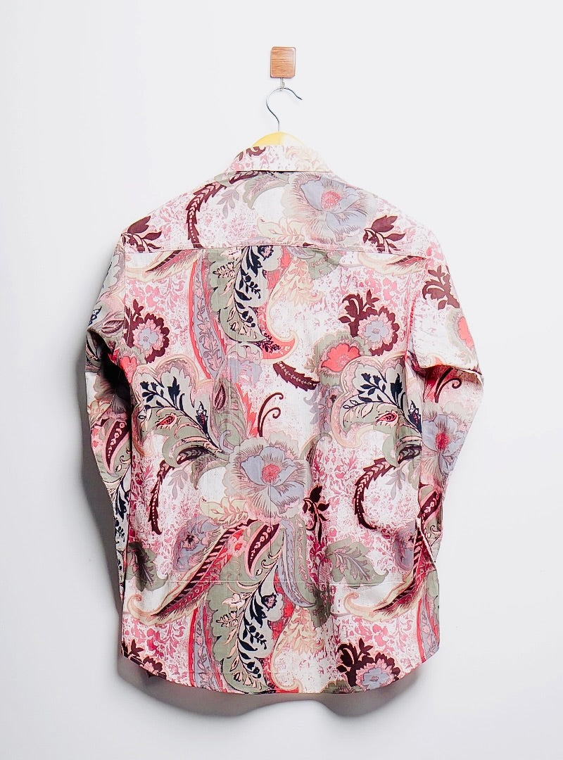 Off White/Red paisley full-sleeves shirt
