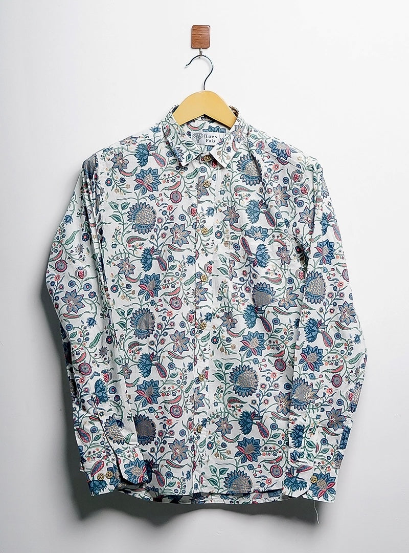 blue golden floral full sleeves shirtt