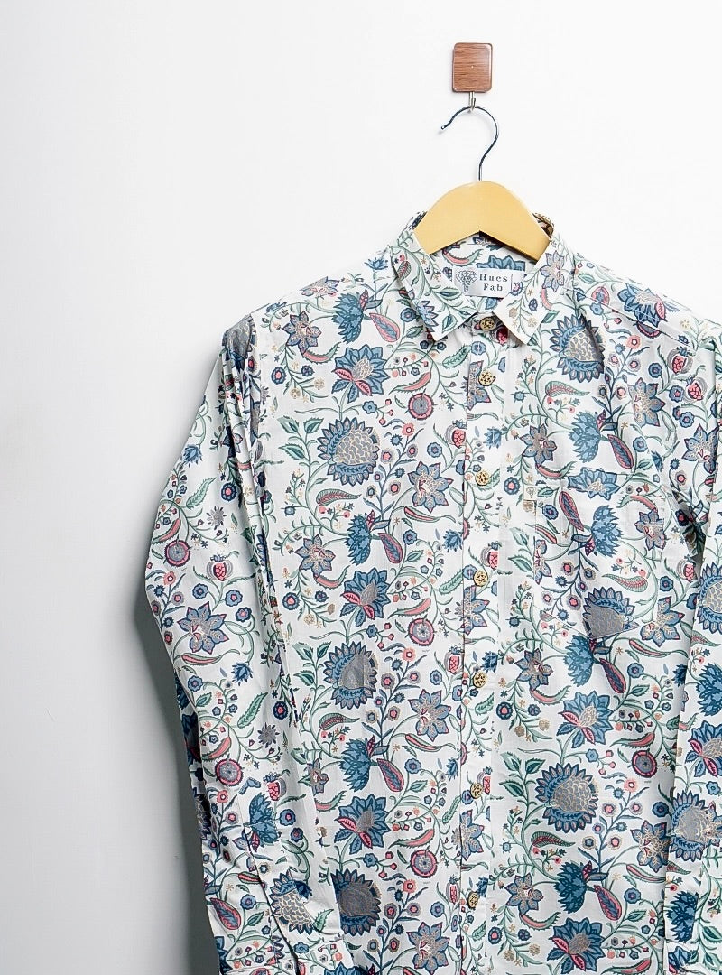 blue golden floral full sleeves shirtt