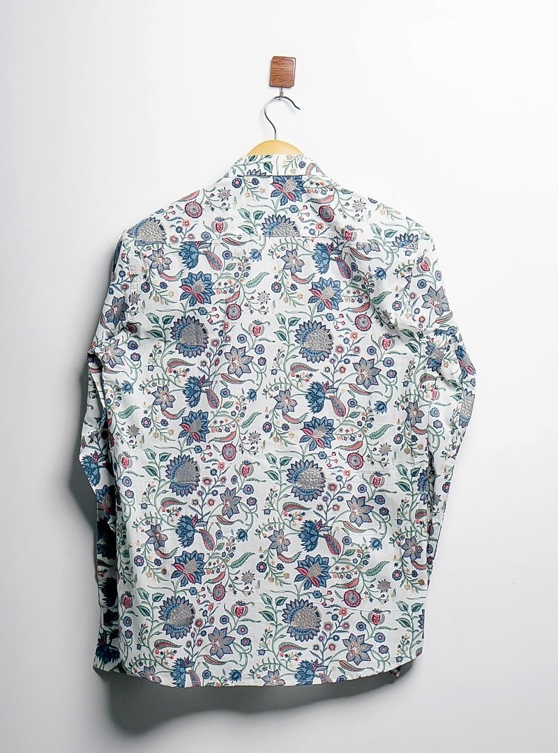 blue golden floral full sleeves shirtt