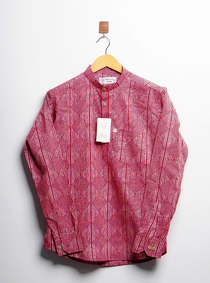 maroon white square short kurta