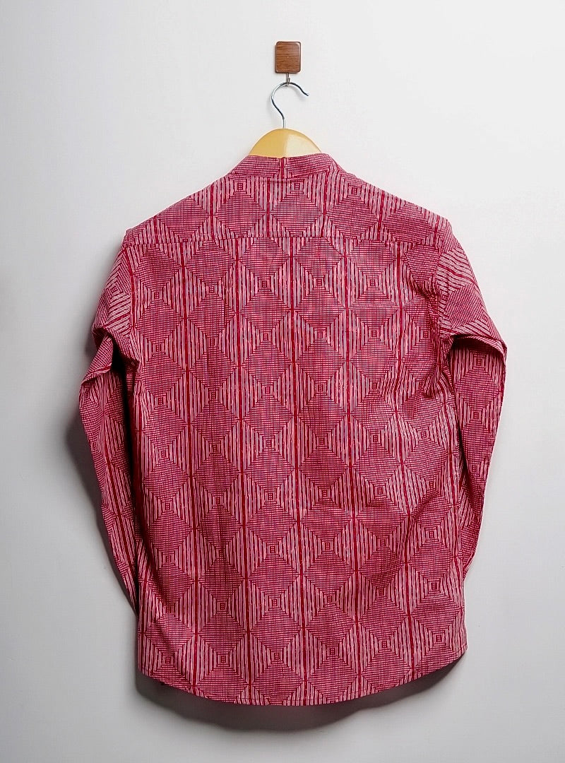 maroon white square short kurta