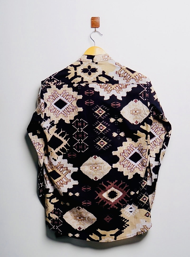 Black-Cream Abstract Art Short Kurta