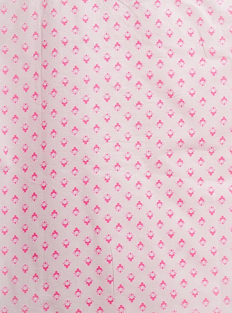 white pink motifs short kurta
