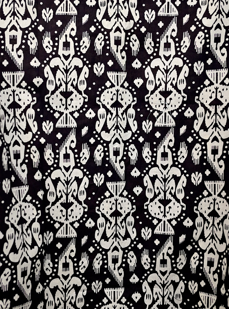 Black-Cream Block Printed Full-Sleeves Shirt