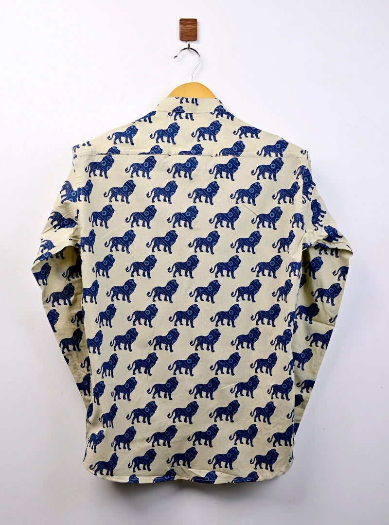 Cream – Blue Lion Printed Short Kurta