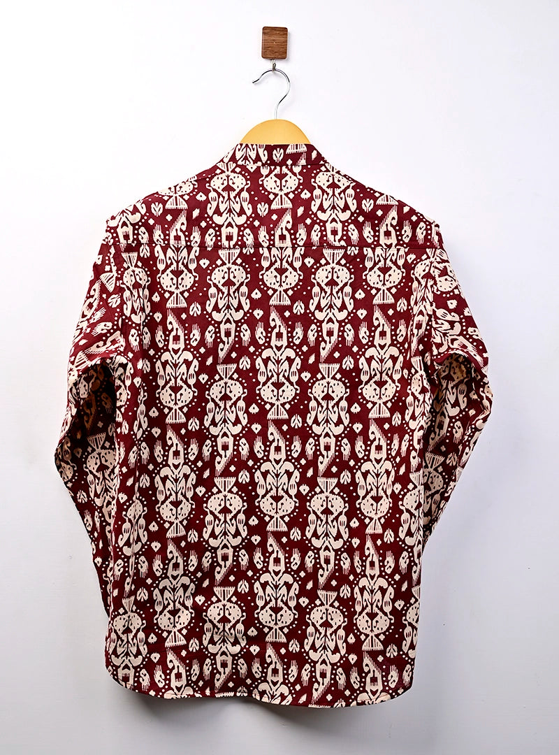 Maroon & Cream Block Printed Short Kurta