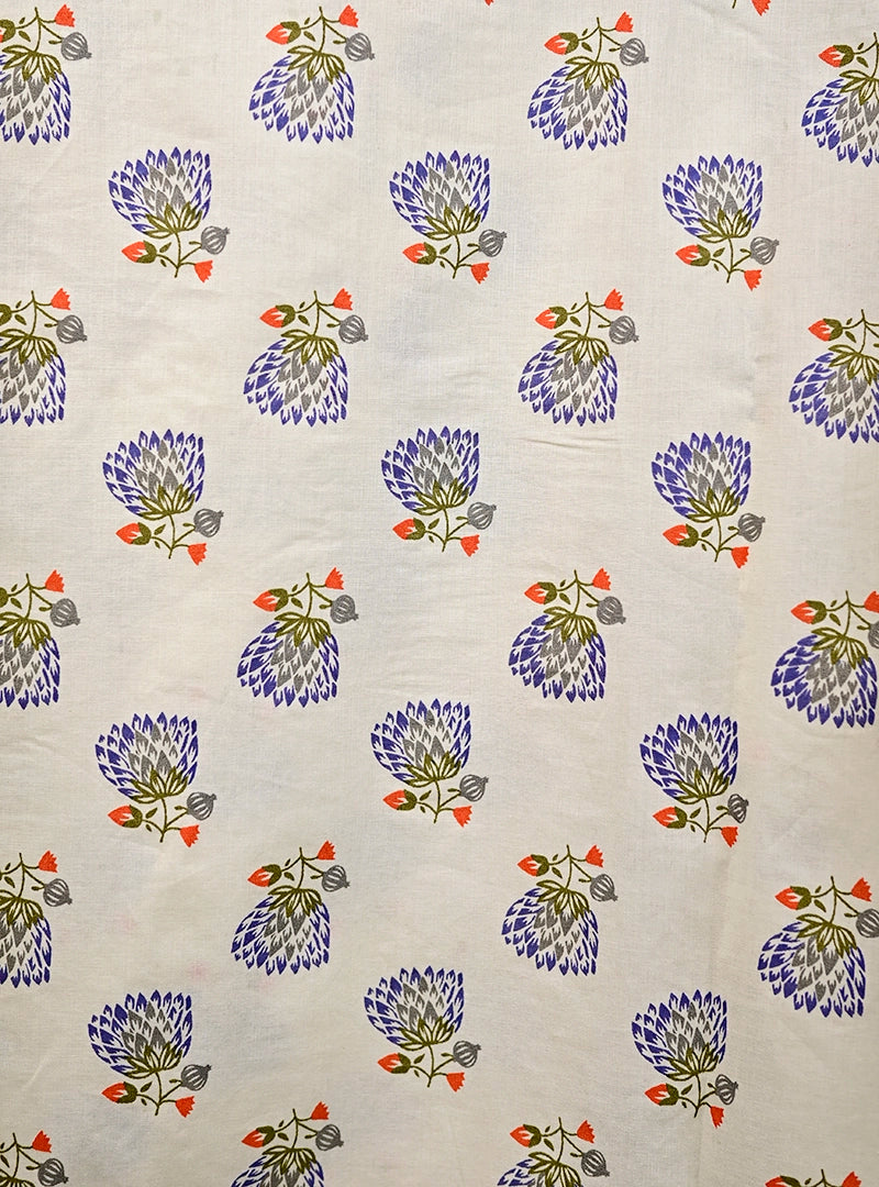 Cream flowers printed short kurta