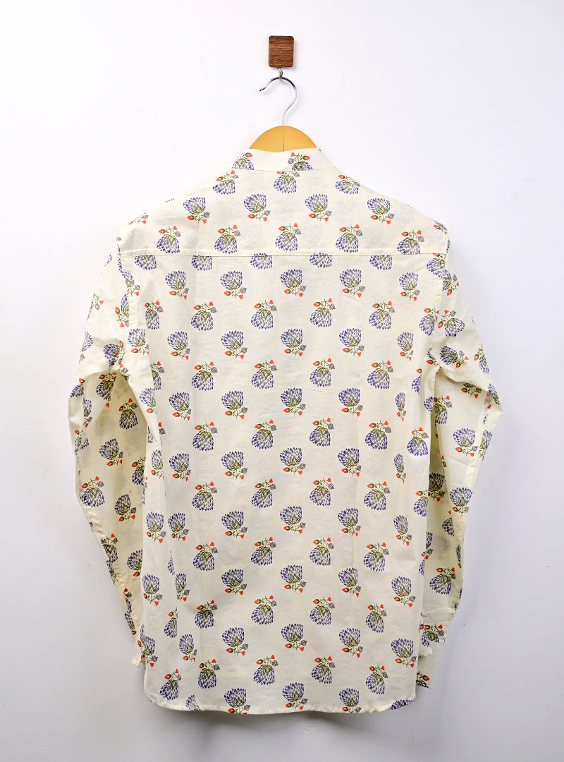 Cream flowers printed short kurta