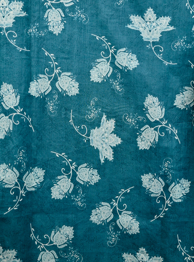 blue white flowers short kurta