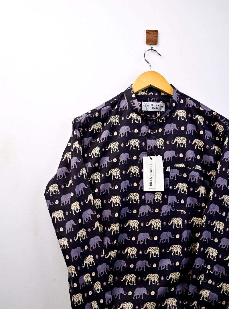 black elephant short kurta