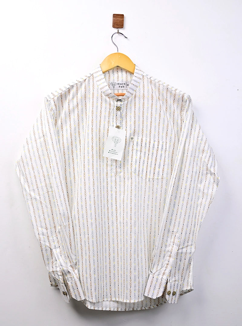 off white lining short kurta