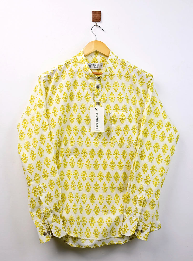 yellow blooms short kurta