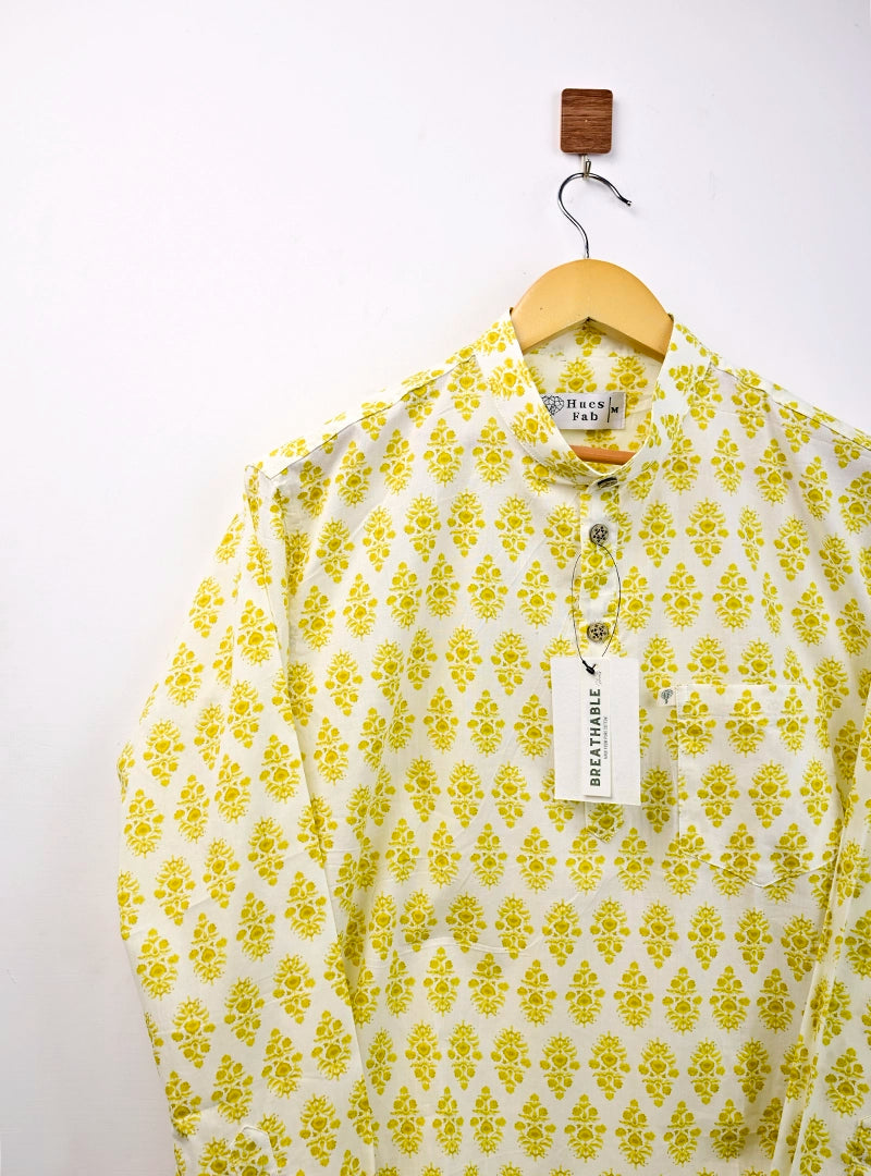 yellow blooms short kurta