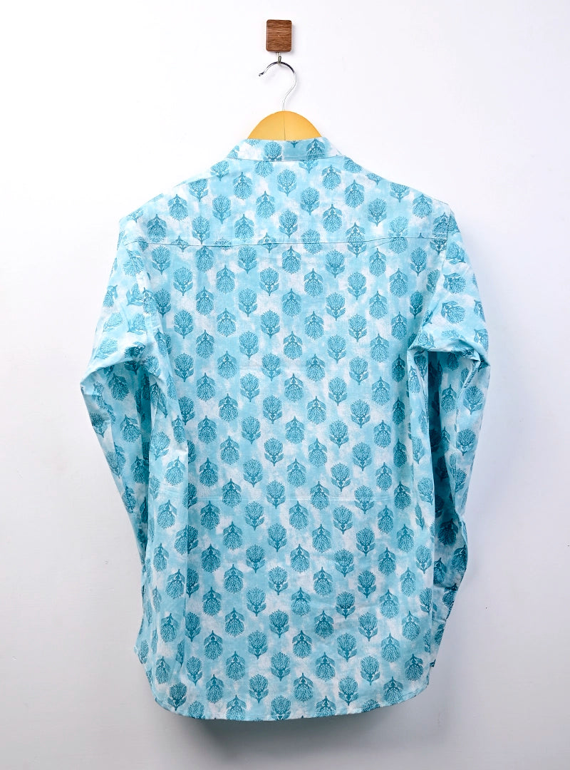 Sky blue motifs short kurta