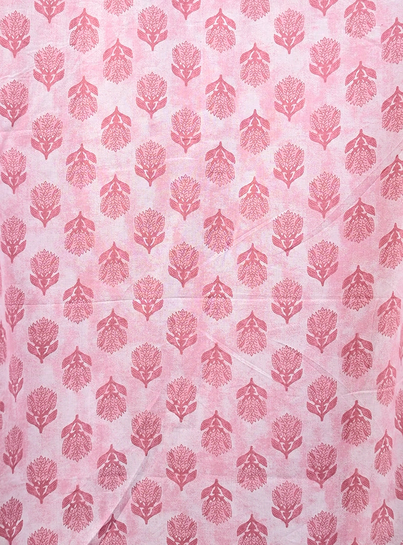 pink motifs short kurta