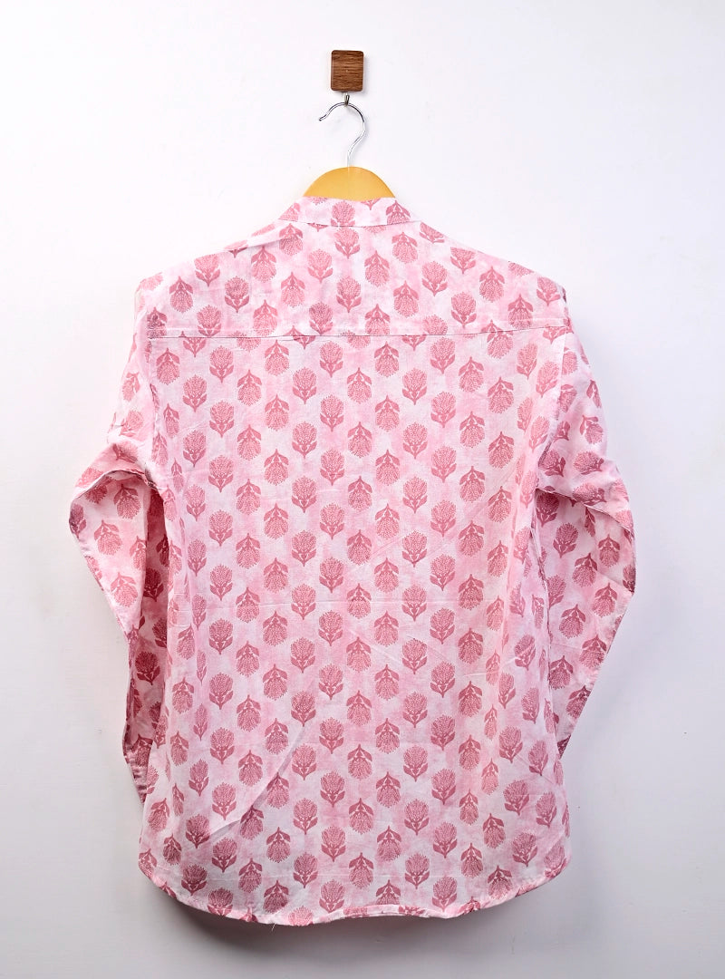 pink motifs short kurta