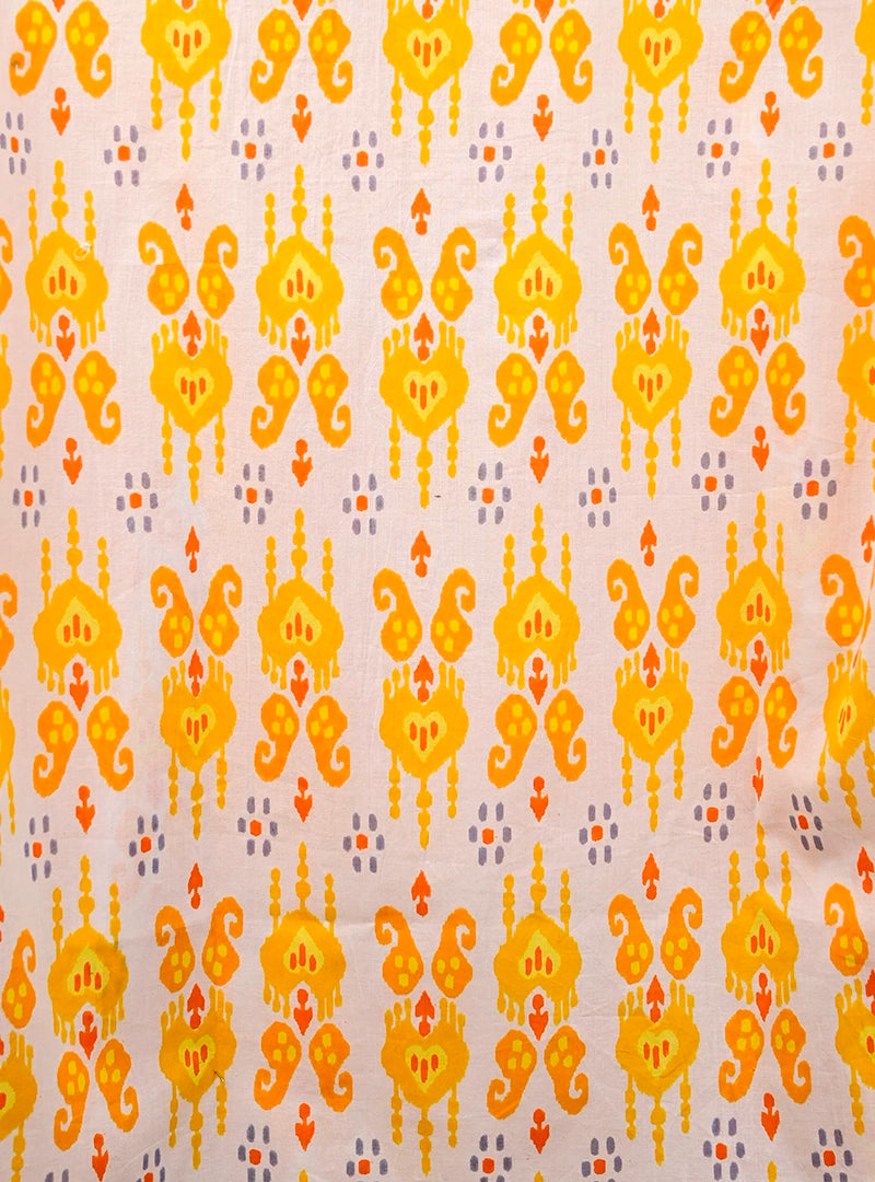 yellow white ikat short kurta