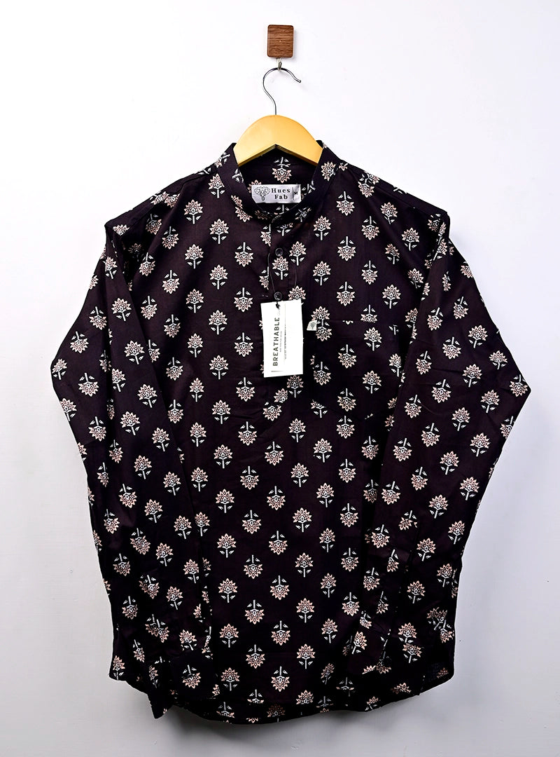 black motifs short kurta