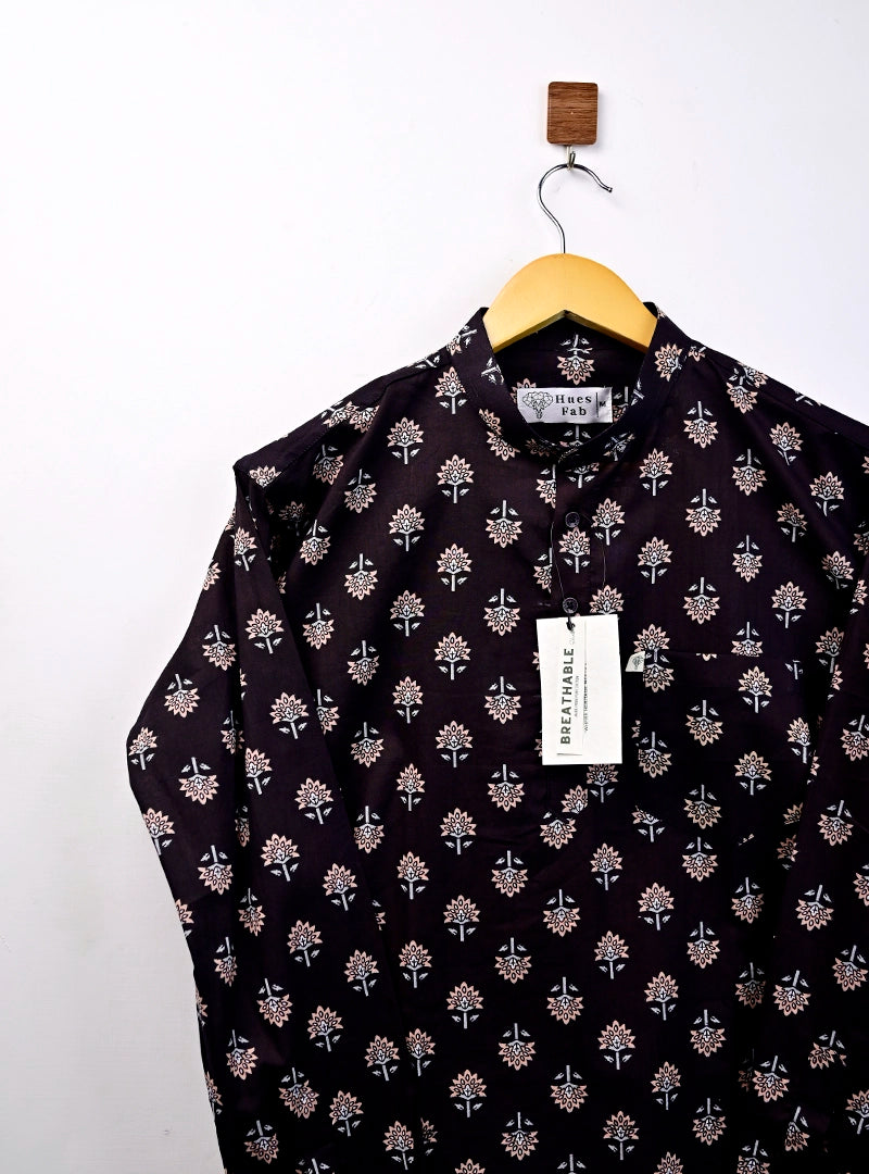 black motifs short kurta