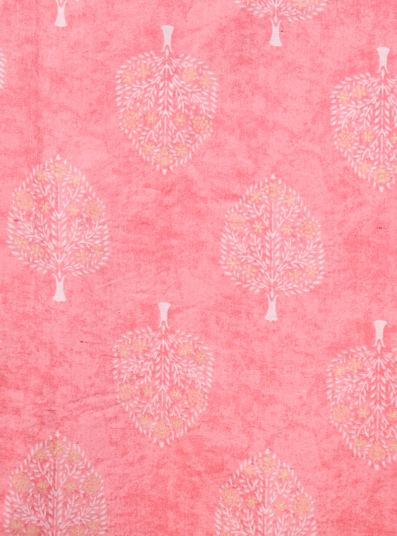 baby pink block prints short kurta