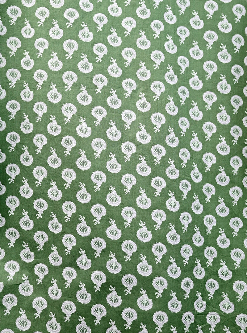 green motifs printed short kurta