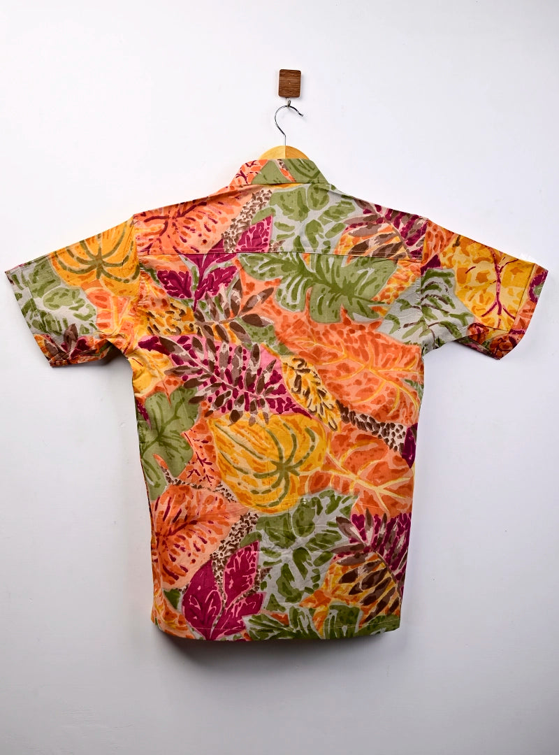 Tropical Foliage Printed Half Sleeves Shirt